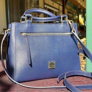 Dooney & Bourke Marine Blue Saffiano Leather Zip Satchel